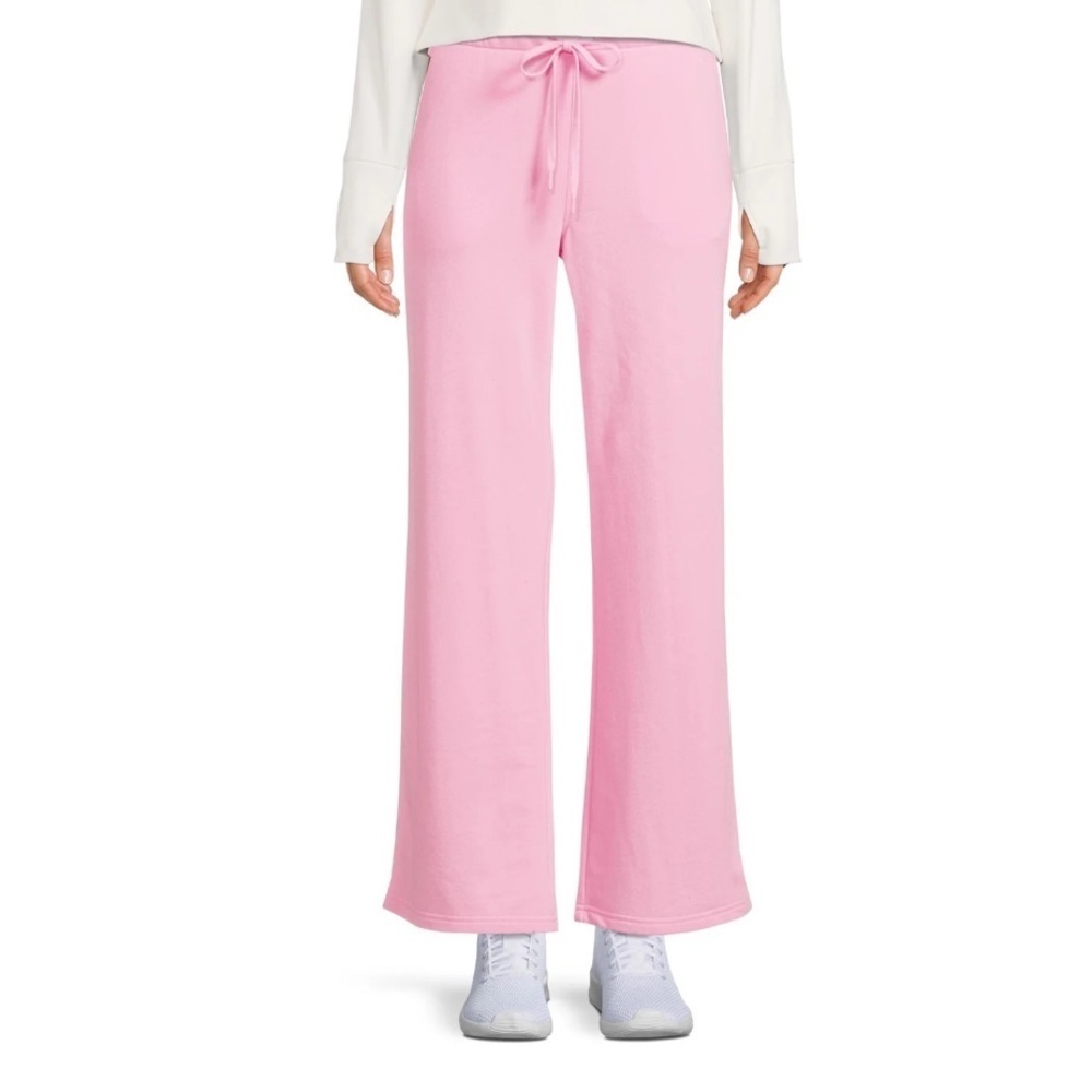 Avia French Terry High-Rise Yoga Pants Flare XL 16-18 Bermuda Pink Pockets - Picture 2 of 6